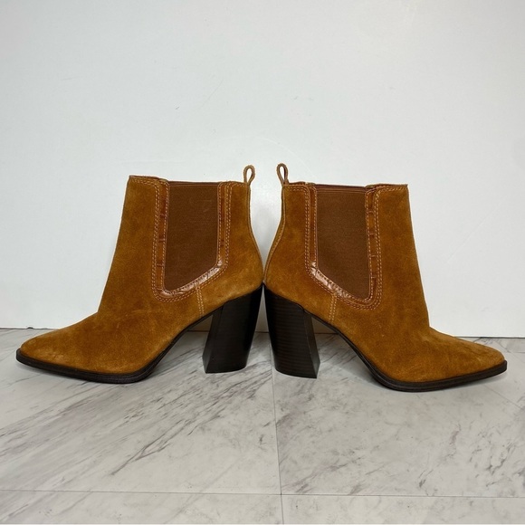New! Vince Camuto Ratony Brown Suede Heeled Bootie 10M - Picture 7 of 14